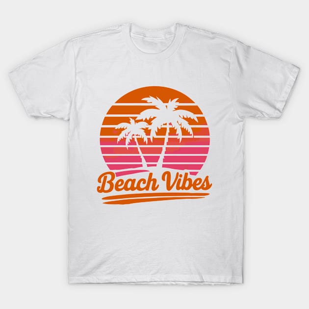 Beach Vibes Retro Sun Summer Vacation Palms T-Shirt by Macphisto Shirts